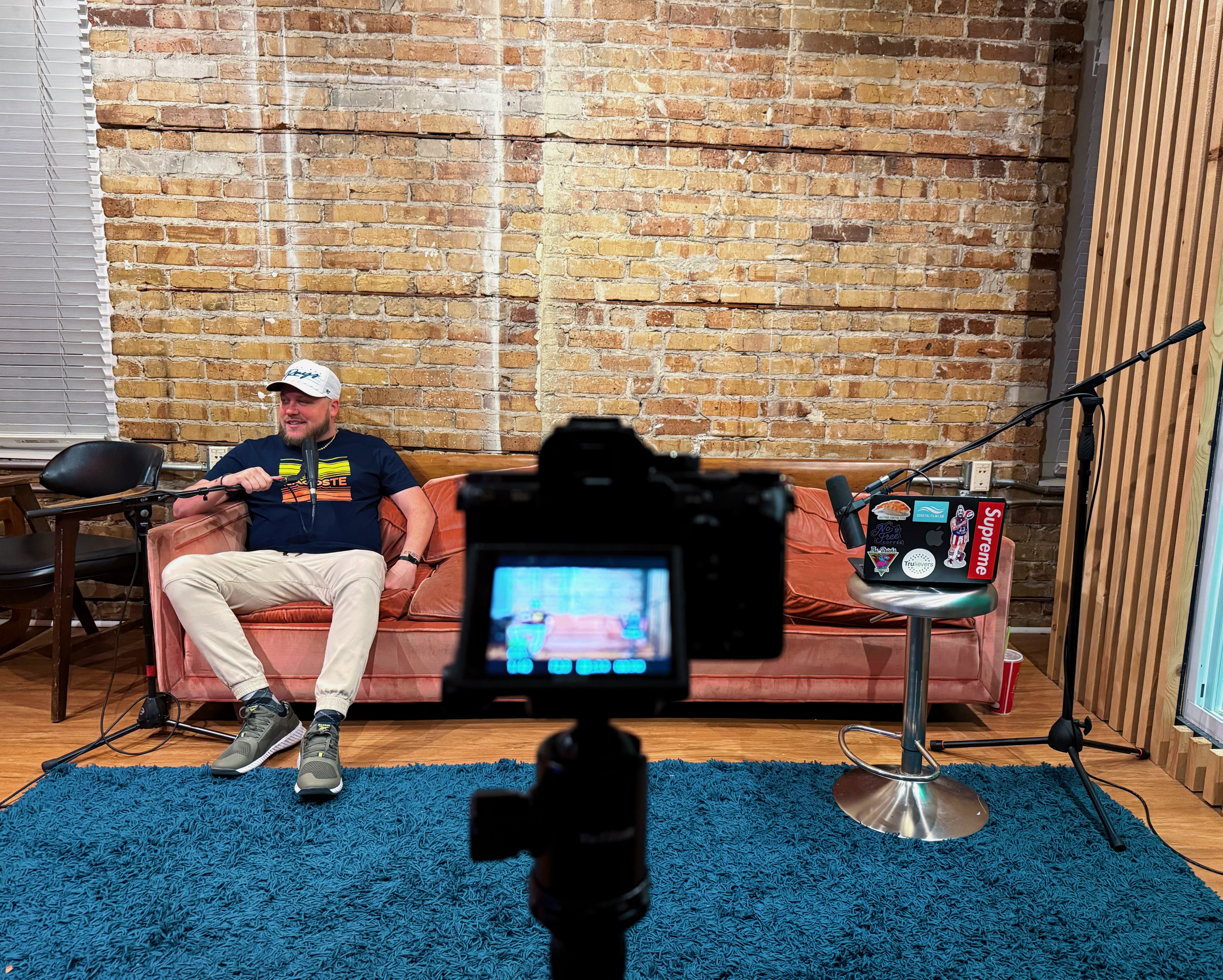 Podcast studio in Tampa with professional recording setup